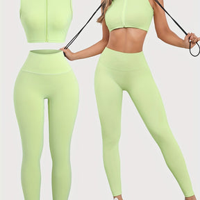 Conjunto Top com Zíper e Legging Empina Bumbum Modern Alana