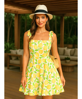 Vestido Boho Curto Estampado Alças Verão | Lis