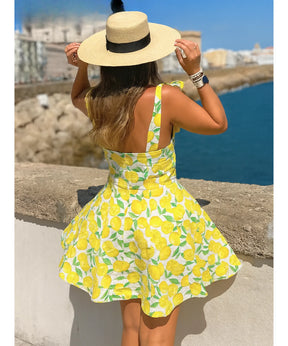 Vestido Boho Curto Estampado Alças Verão | Lis