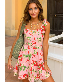 Vestido Boho Curto Estampado Alças Verão | Lis