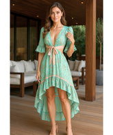 Vestido Boho Florido Midi Feminino Casual Verão | Câmi