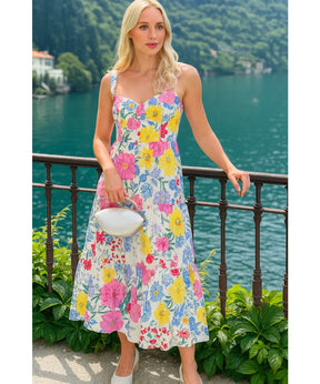 Vestido Boho Midi Feminino Florido Estampado Verão | Lisa