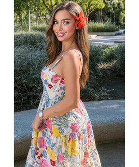 Vestido Boho Midi Feminino Florido Estampado Verão | Lisa