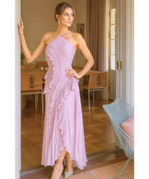 Vestido de Festa Midi Frente Única Plissado Elegante Casamento | Classic