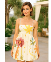 Vestido Florido Curto Feminino Alças Finas Elegante | Cardin