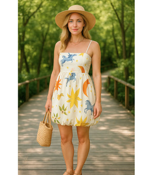 Vestido Florido Curto Feminino Alças Finas Elegante | Cardin