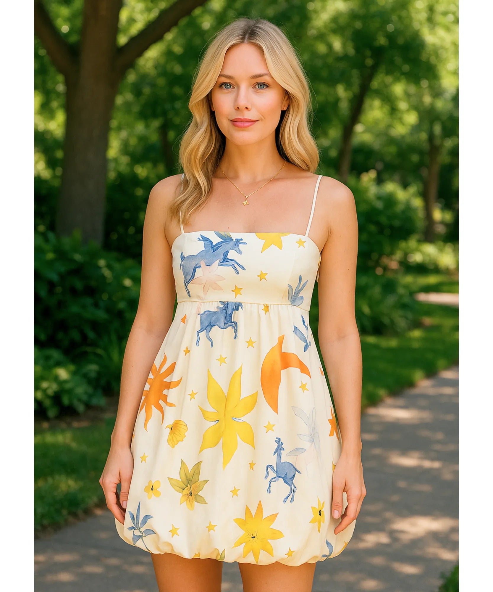 Vestido Florido Curto Feminino Alças Finas Elegante | Cardin