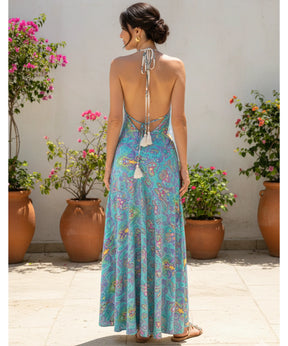 Vestido Indiano Longo Feminino Estampado Boho Casual | Acque