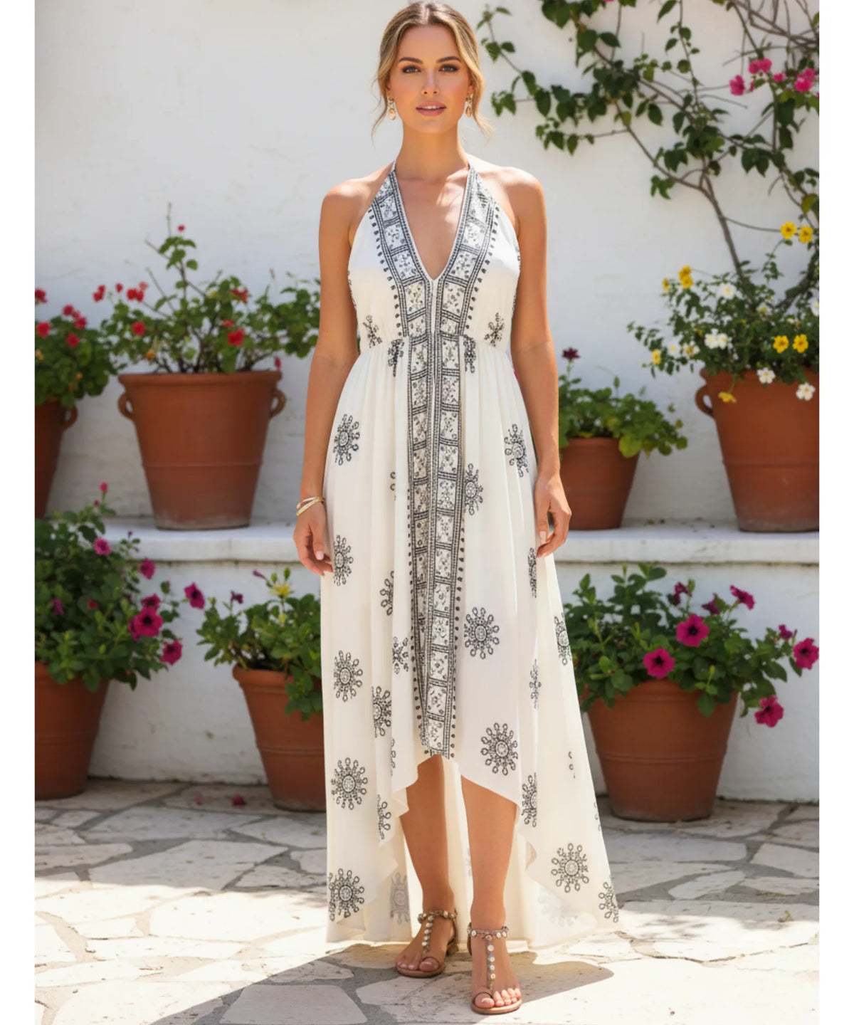 Vestido Indiano Longo Feminino Estampado Boho Casual | Acque