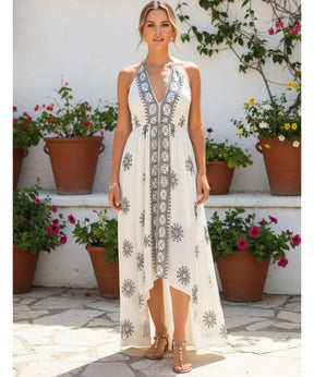 Vestido Indiano Longo Feminino Estampado Boho Casual | Acque