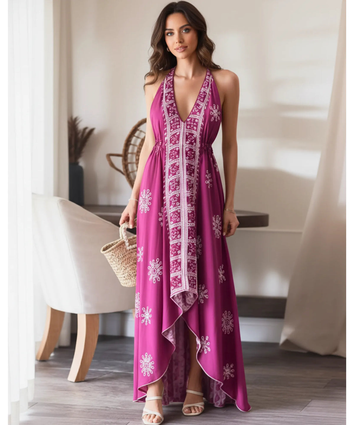 Vestido Indiano Longo Feminino Estampado Boho Casual | Acque