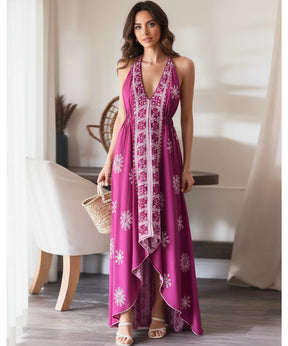 Vestido Indiano Longo Feminino Estampado Boho Casual | Acque