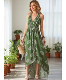 Vestido Indiano Longo Feminino Estampado Boho Casual | Acque