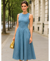 Vestido Jeans Midi Feminino Regata Confortável Elegante  | Belis