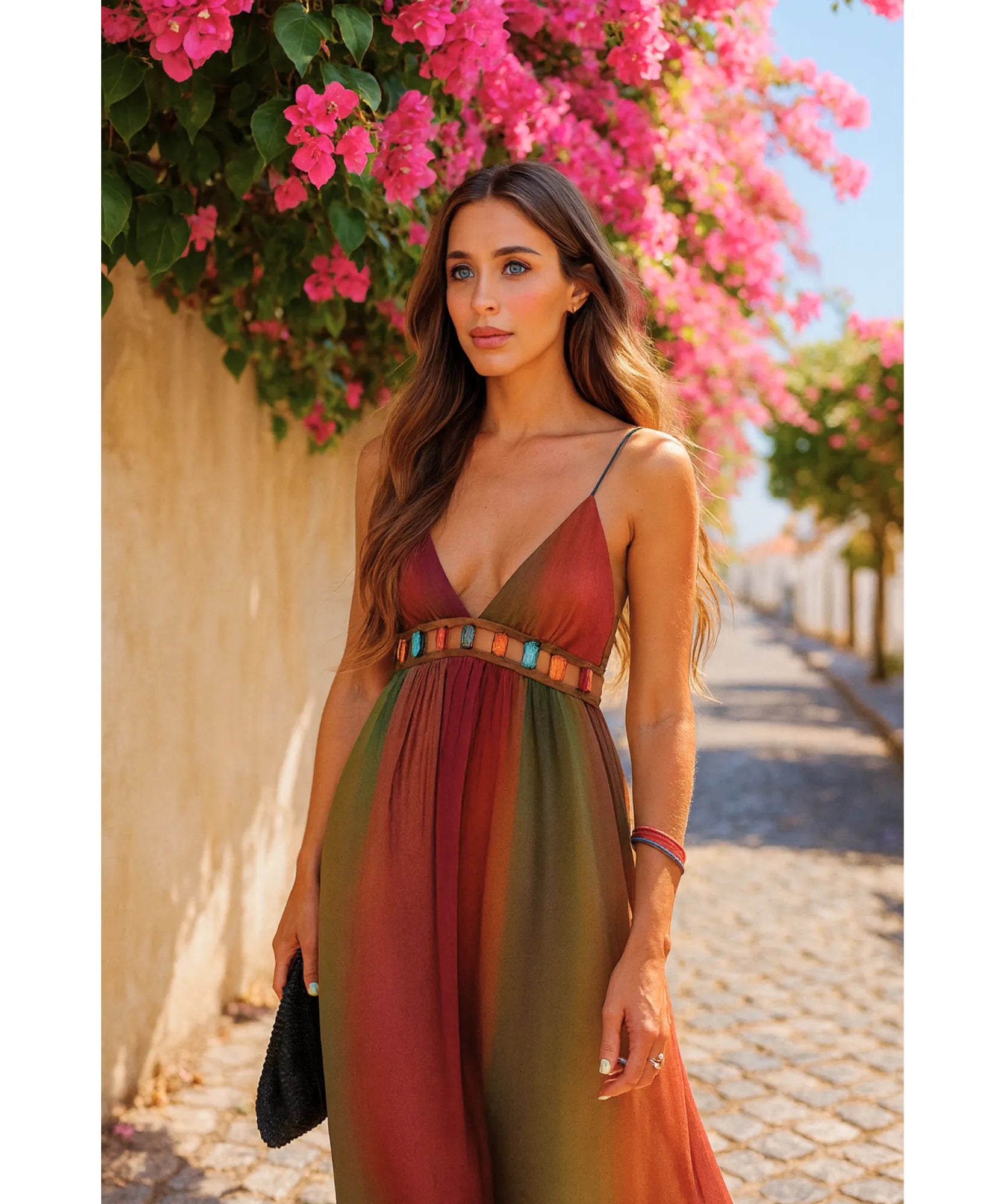 Vestido Longo Boho Alças Finas Elegante Verão | Anaí