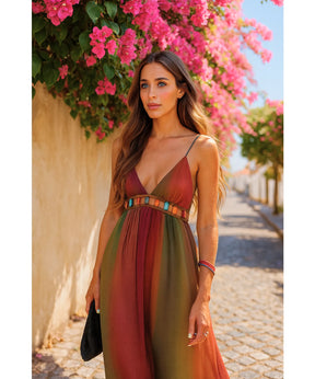 Vestido Longo Boho Alças Finas Elegante Verão | Anaí