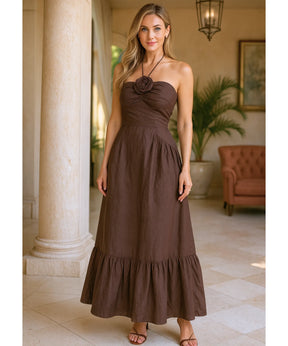 Vestido Longo Boho Feminino Halter Elegante Verão | Amaryllis