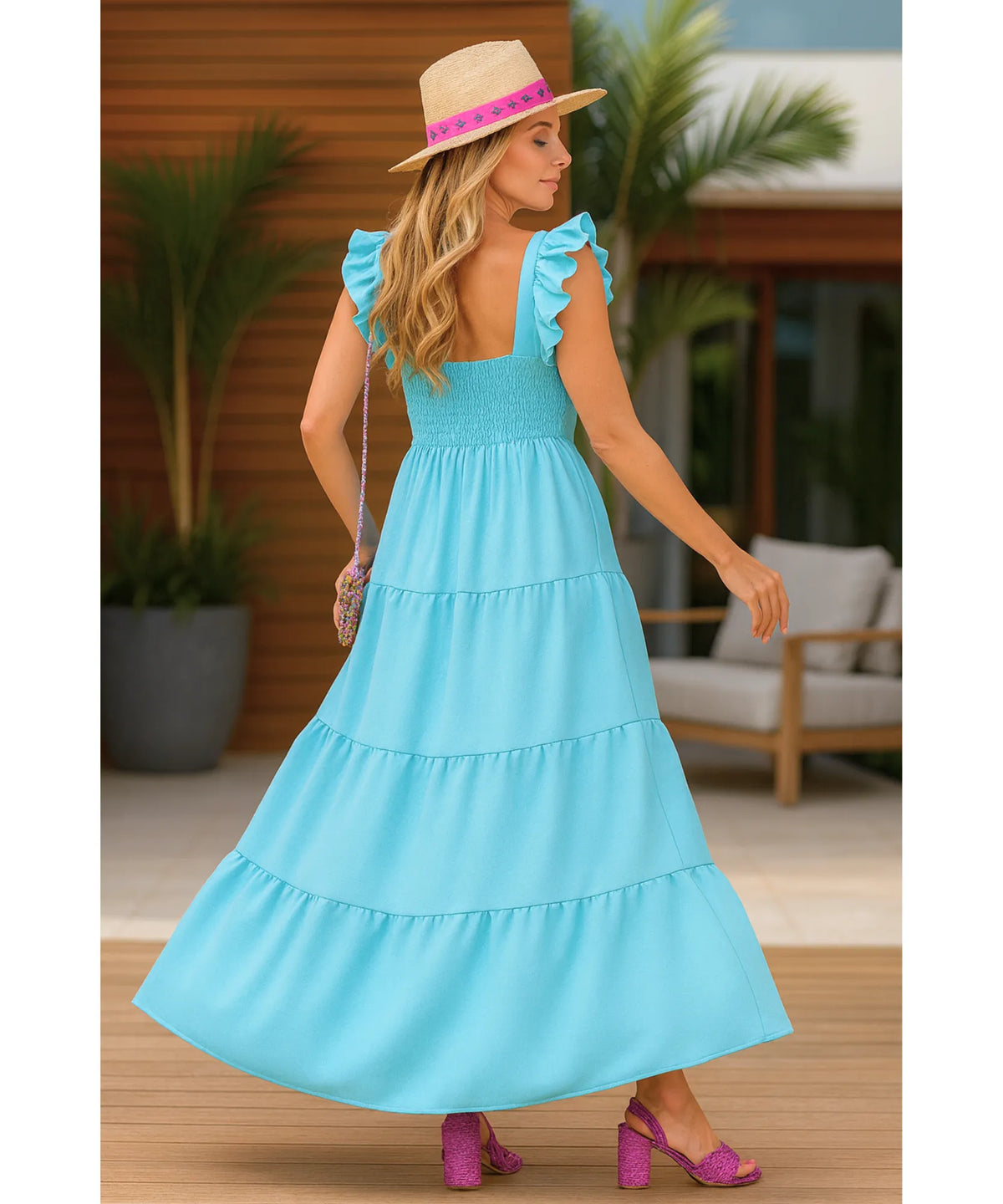 Vestido Longo Babados Feminino Verão Elegante | Pie