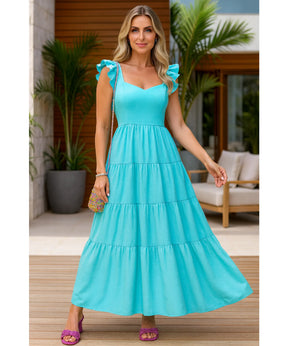 Vestido Longo Babados Feminino Verão Elegante | Pie