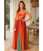 Vestido Longo Elegante Colorido Listrado Festa Verão | Tess