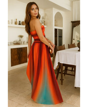 Vestido Longo Elegante Colorido Listrado Festa Verão | Tess