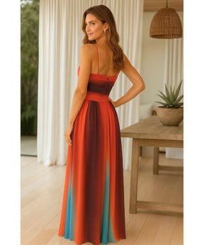 Vestido Longo Elegante Colorido Listrado Festa Verão | Tess