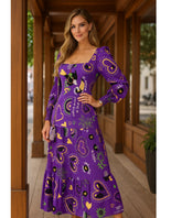 Vestido Longo Feminino Manga Longa Estampado Casual | Mahina