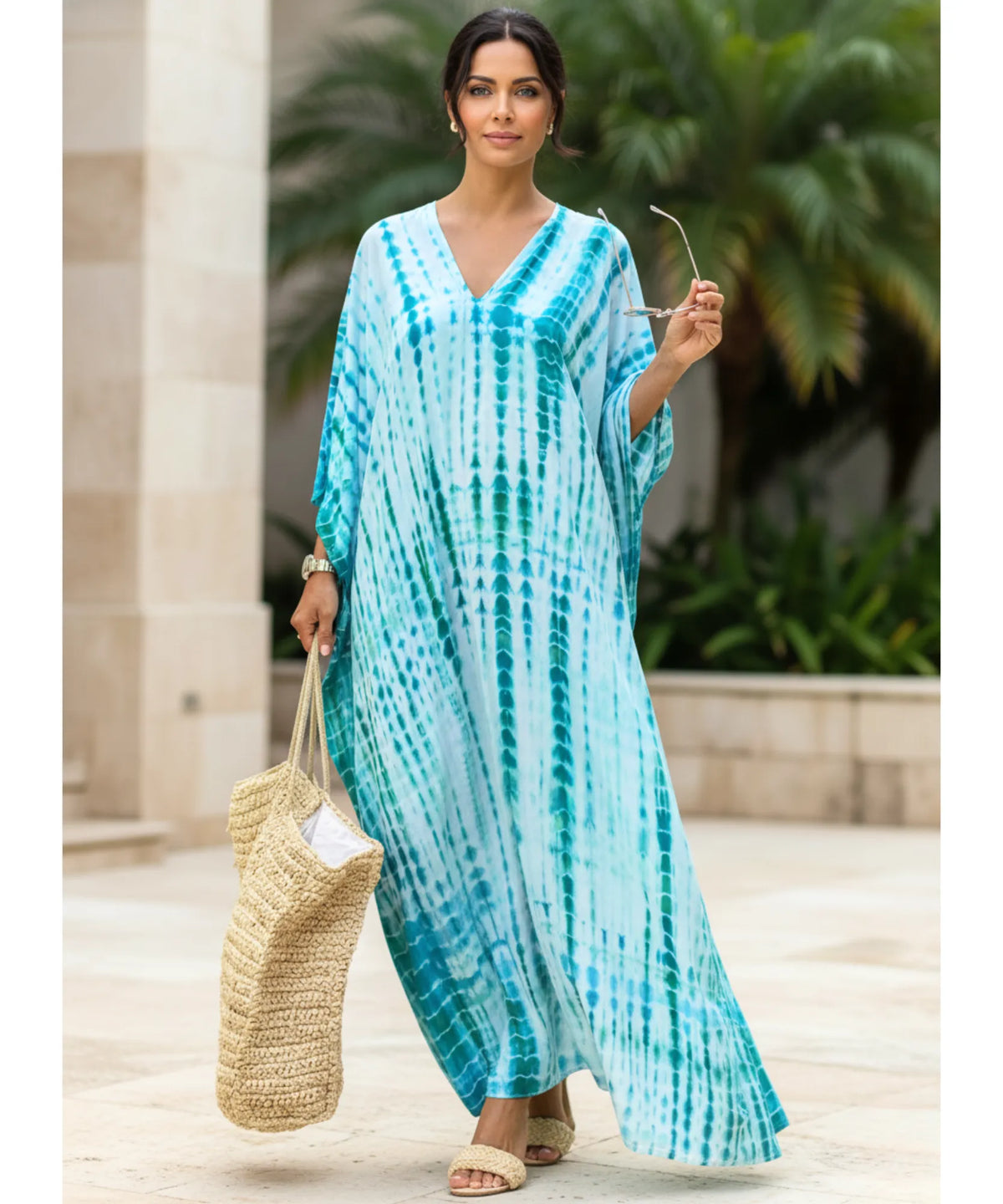 Vestido Longo Feminino Kaftan Estampado Boho Elegante | Camel