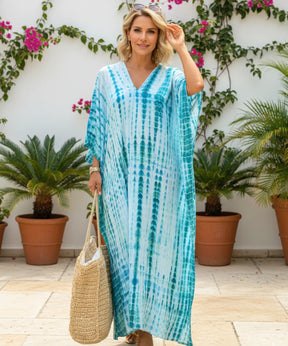 Vestido Longo Feminino Kaftan Estampado Boho Elegante | Camel