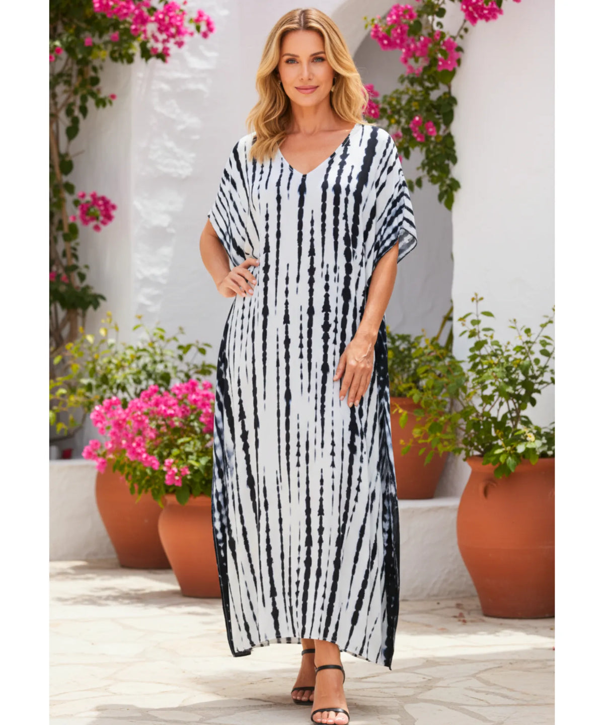 Vestido Longo Feminino Kaftan Estampado Boho Elegante | Camel