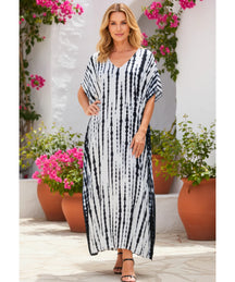 Vestido Longo Feminino Kaftan Estampado Boho Elegante | Camel