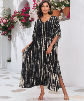 Vestido Longo Feminino Kaftan Estampado Boho Elegante | Camel