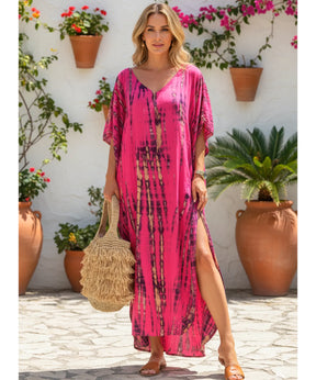 Vestido Longo Feminino Kaftan Estampado Boho Elegante | Camel