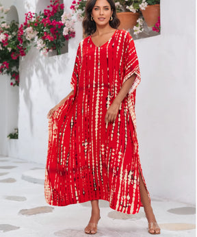 Vestido Longo Feminino Kaftan Estampado Boho Elegante | Camel