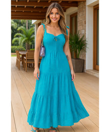 Vestido Longo Laise Babado Feminino Social Festa Elegante | Nalu