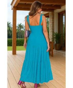 Vestido Longo Laise Babado Feminino Social Festa Elegante | Nalu