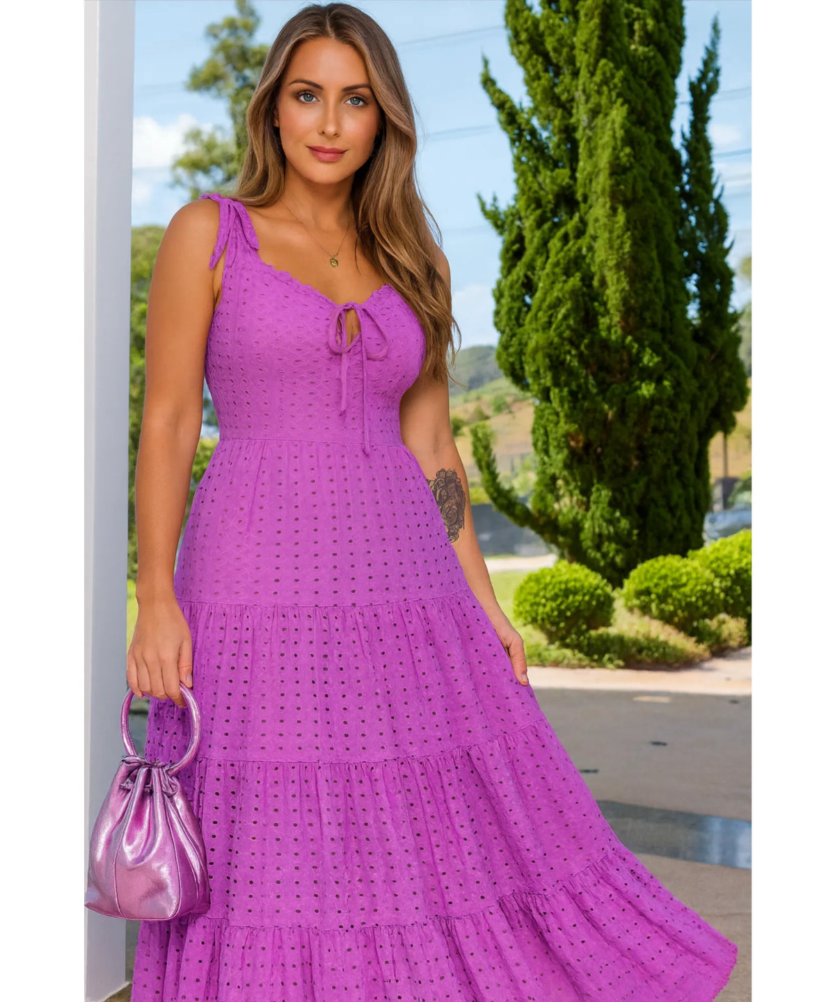 Vestido Longo Laise Babado Feminino Social Festa Elegante | Nalu