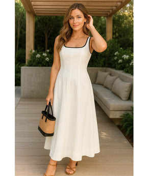 Vestido Longo Elegante Feminino Linho Premium | Danish