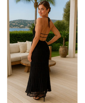 Vestido Longo Branco Plissado Elegante Verão | Ágata