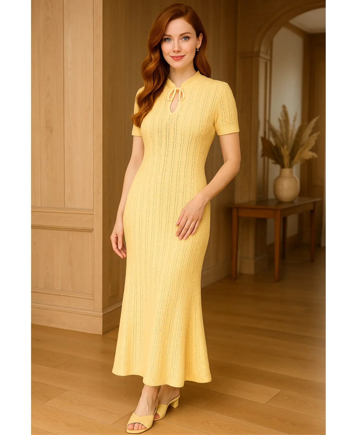 Vestido Longo Feminino Tricot Canelado Gola Alta Elegante | Fia