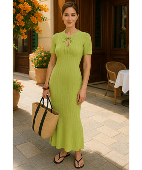 Vestido Longo Feminino Tricot Canelado Gola Alta Elegante | Fia