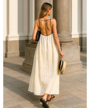 Vestido Longo Feminino Linho Alça Fina Elegante Verão | Jenny