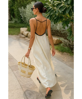 Vestido Longo Feminino Linho Alça Fina Elegante Verão | Jenny