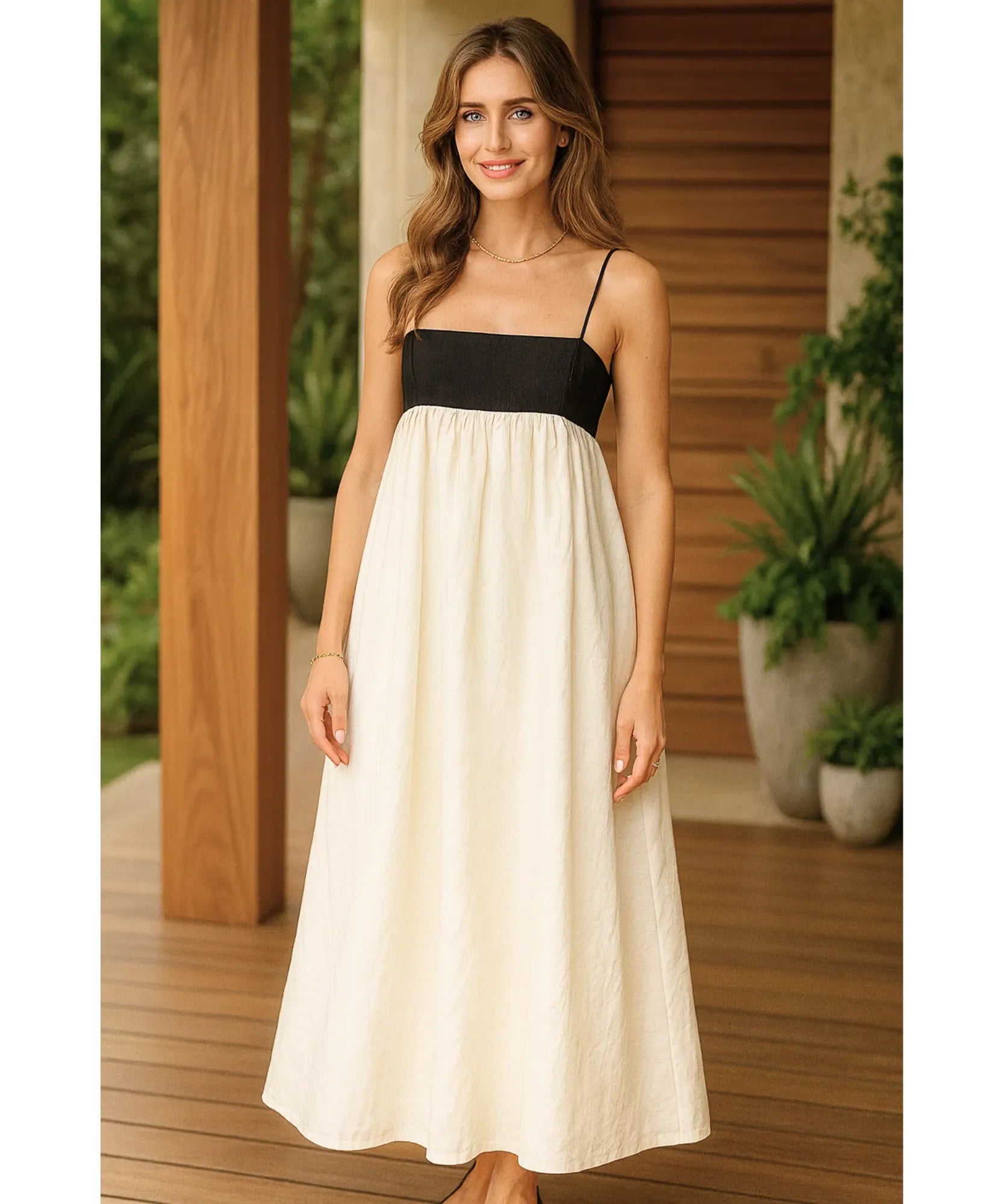 Vestido Longo Feminino Linho Alça Fina Elegante Verão | Jenny