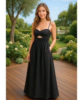 Vestido Longo Preto Elegante Exclusivo Verão | Xami