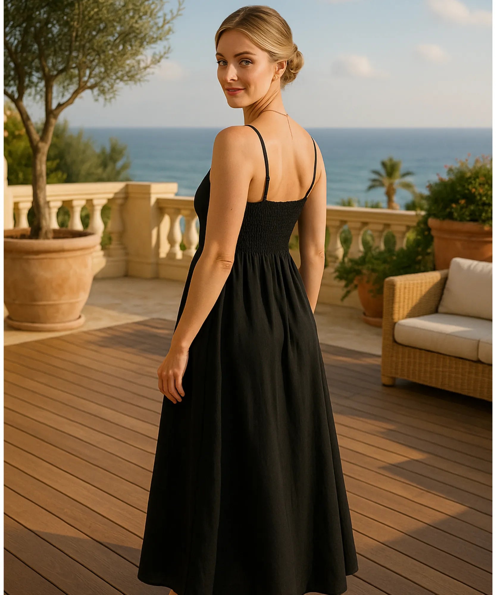 Vestido Longo Preto Elegante Exclusivo Verão | Xami