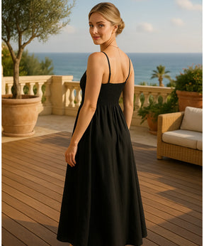 Vestido Longo Preto Elegante Exclusivo Verão | Xami