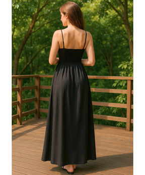 Vestido Longo Preto Elegante Exclusivo Verão | Xami