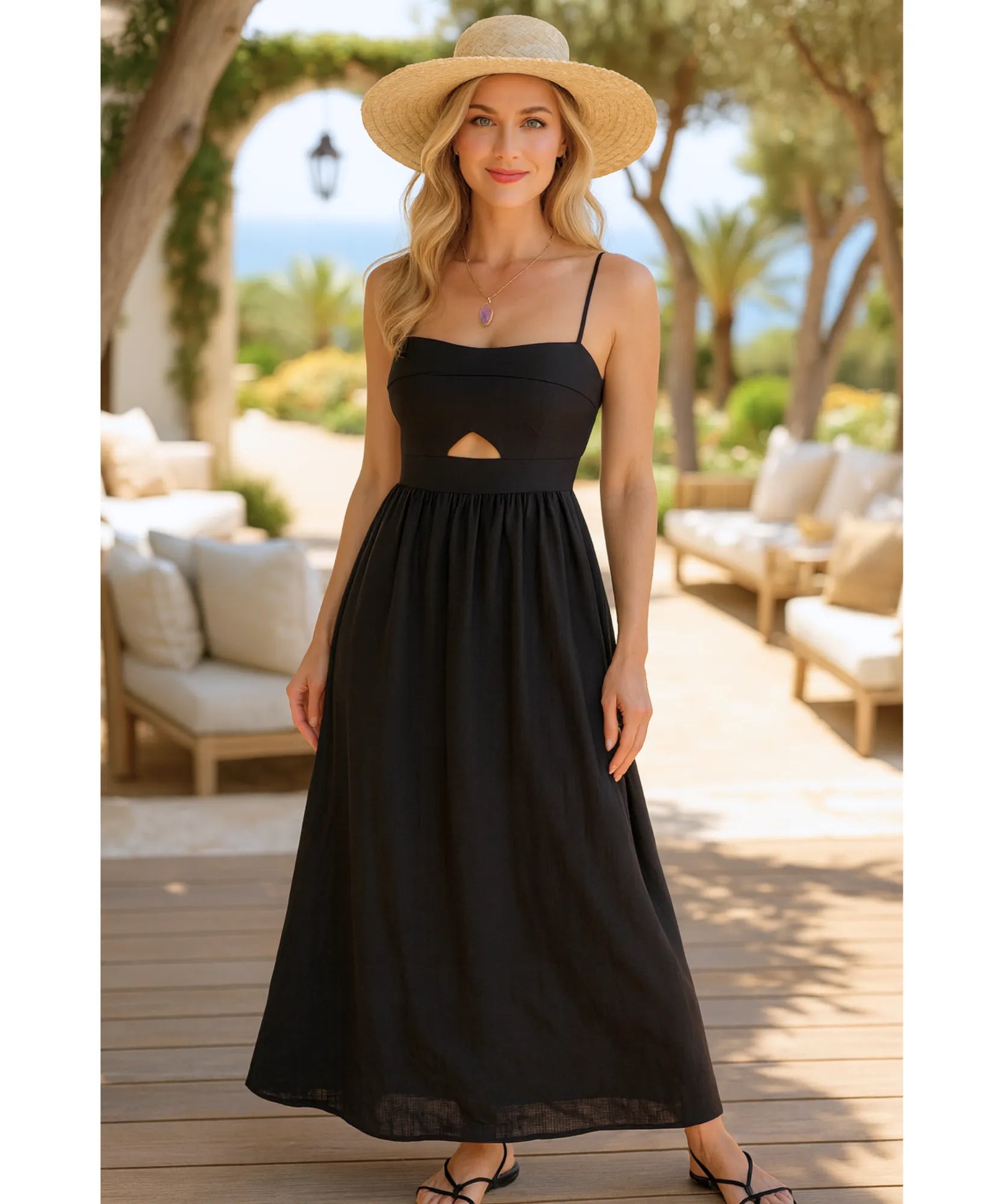Vestido Longo Preto Elegante Exclusivo Verão | Xami