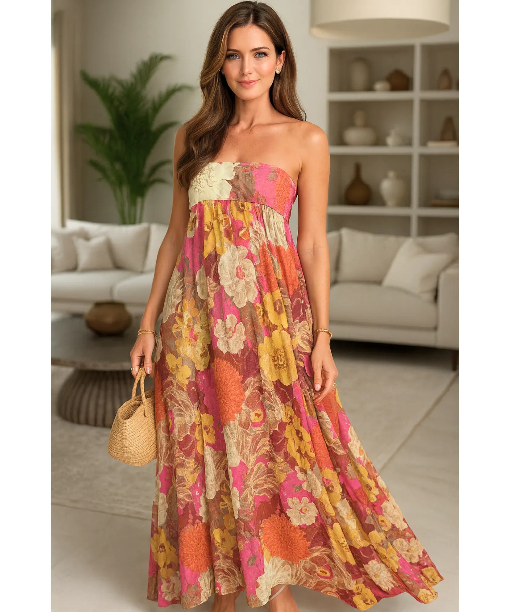Vestido Longo Tomara que Caia Floral Premium Verão  | Amaryllis